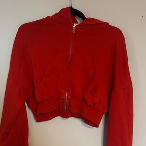 Divided Bold Red Hoodie with Zipper
